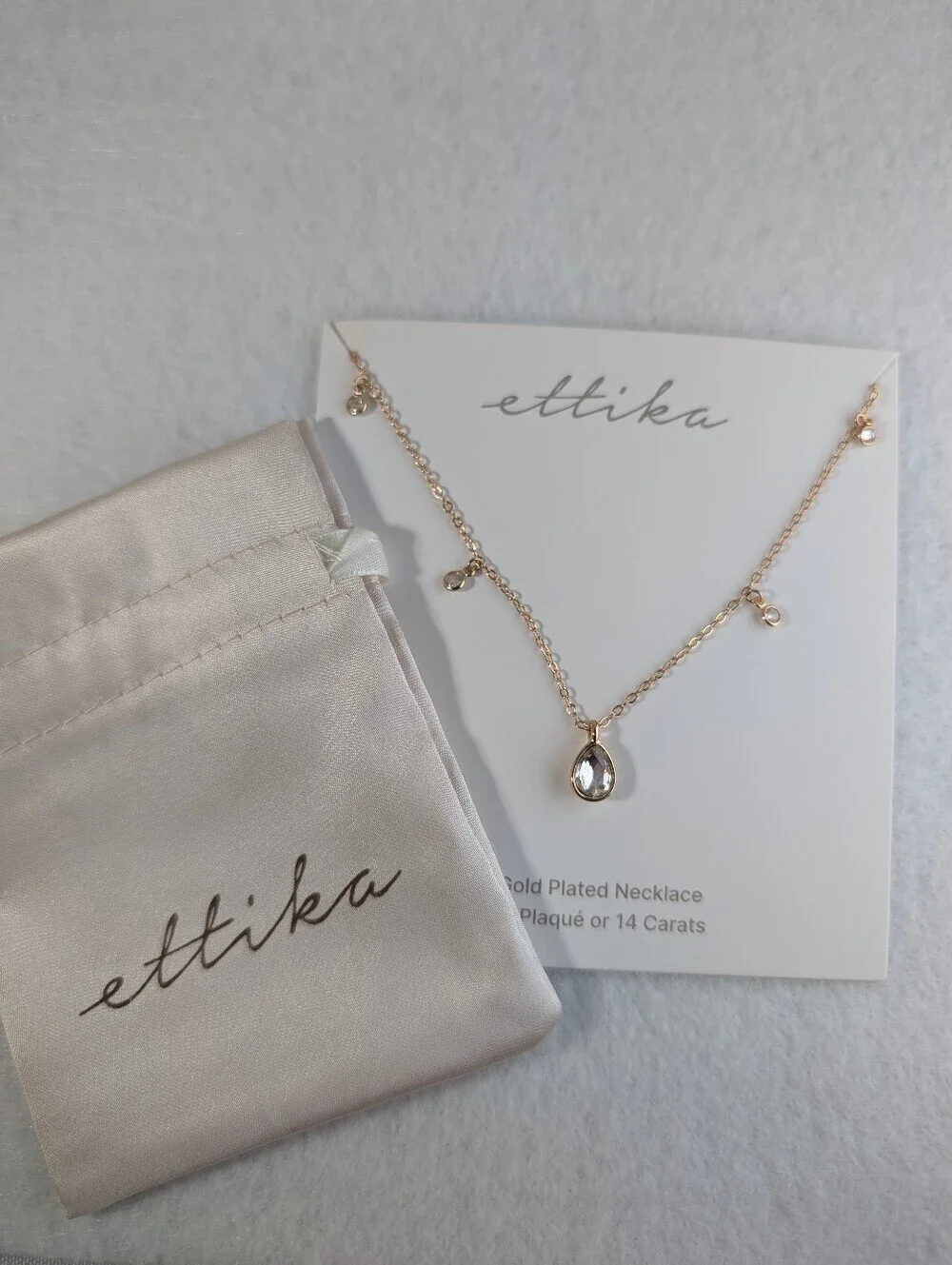 Ettika Dripping Crystals Tear Drop Necklace 14k Gold Plated